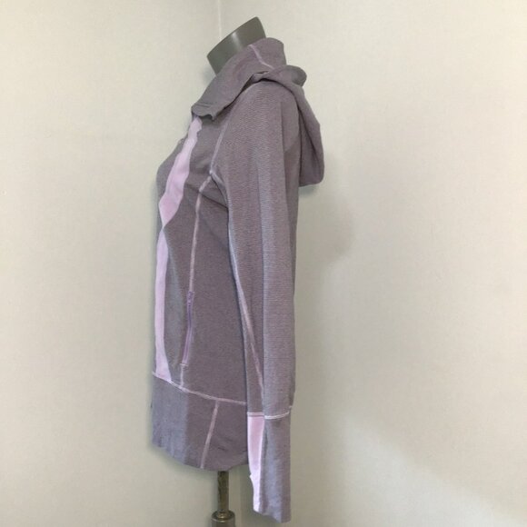 Lululemon Stride Jacket Brushed Lilac Heathered Coal Wee Stripe/Lilac Size 8 - Picture 6 of 13